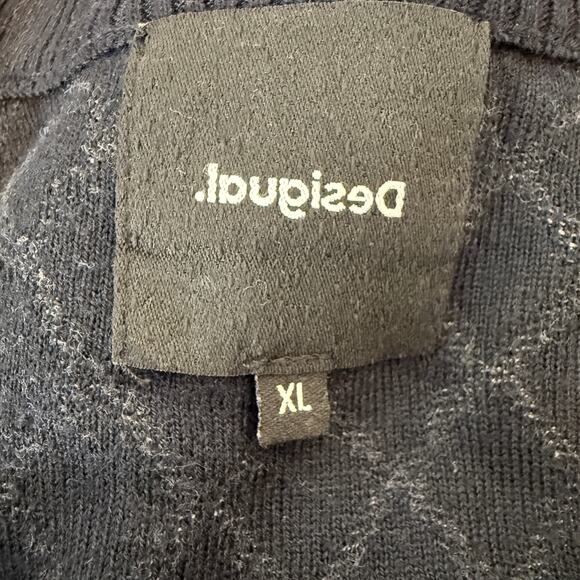 Desigual Longline Duster Cardigan | Navy Wool Blend Knit Sweater | XL - Picture 4 of 11